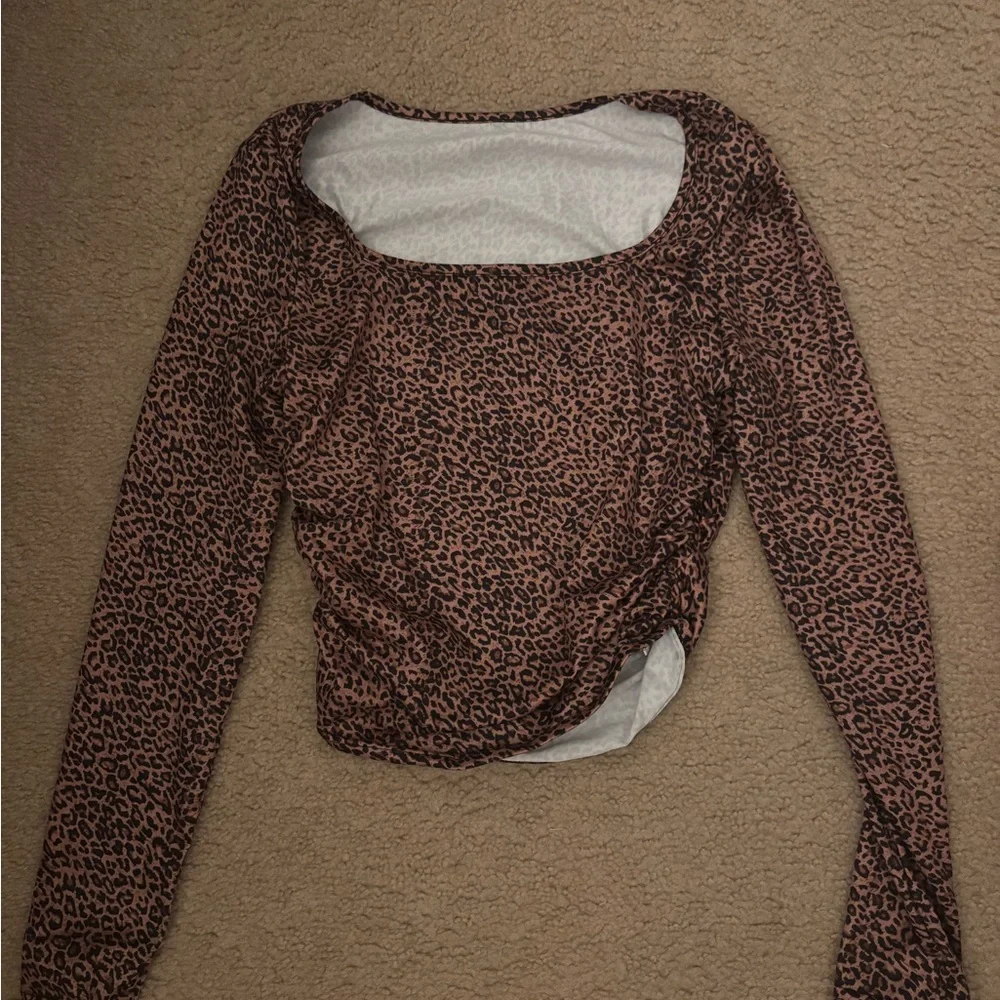 SHEIN Brown Leopard Long Sleeve Top - Picture 1 of 1